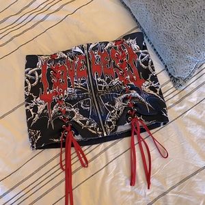 CURRENT MOOD XXL Full Zipper “Love Less” Red Skirt